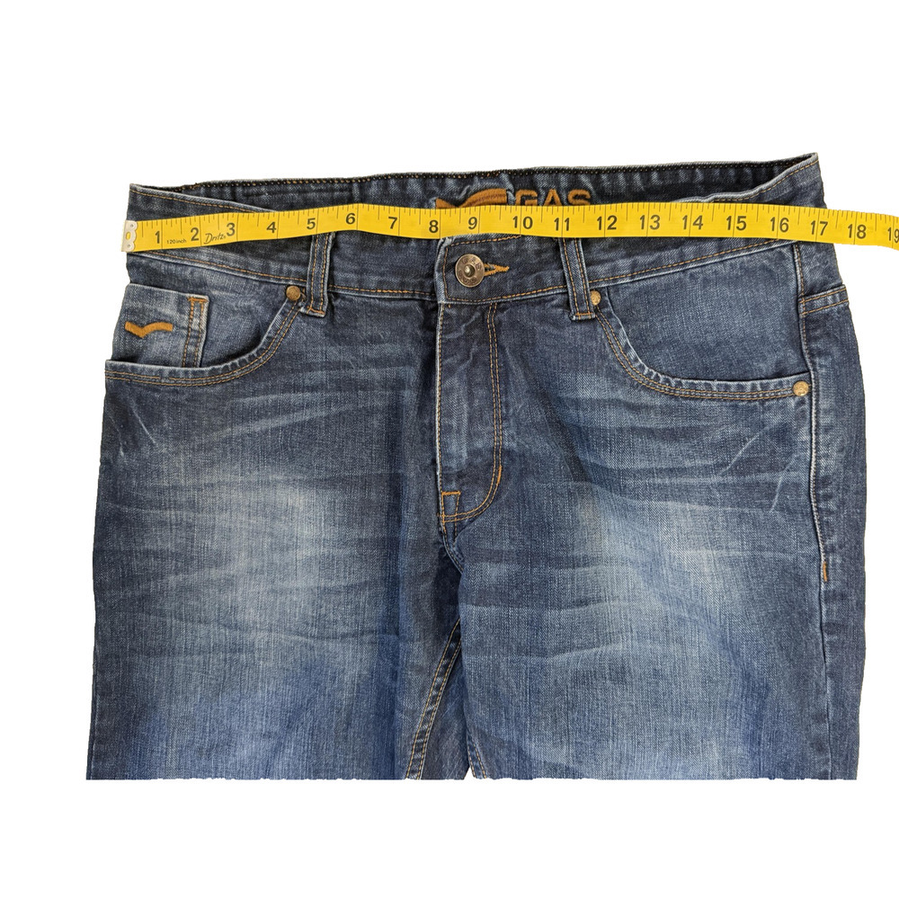 Gas Distressed‎ Jeans Mens 36x34 Blue Denim Straight Leg Faded Pocket Hit Y2K - Picture 5 of 8